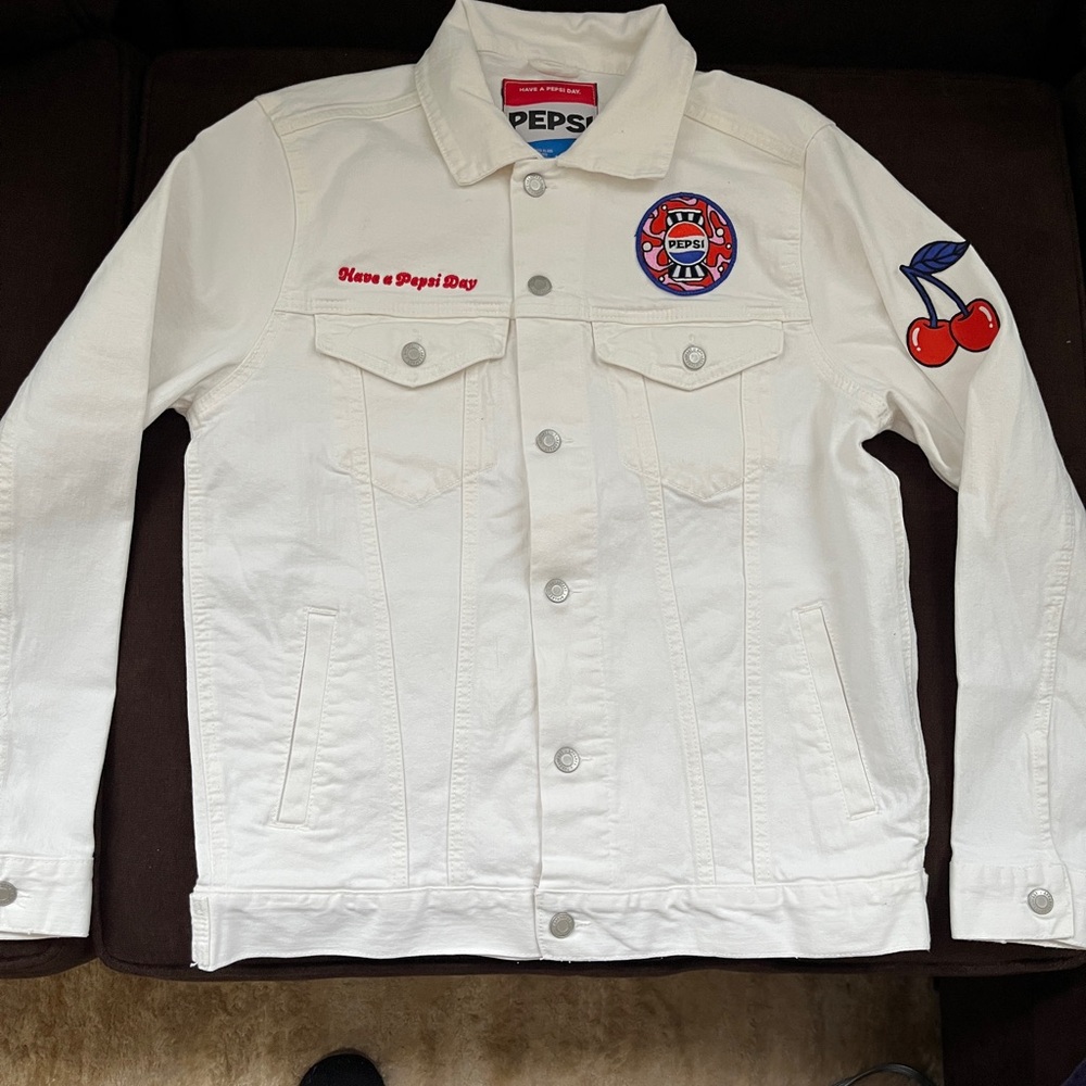 New Special Edition Pepsi Wild Cherry & Cream White Jean Jacket